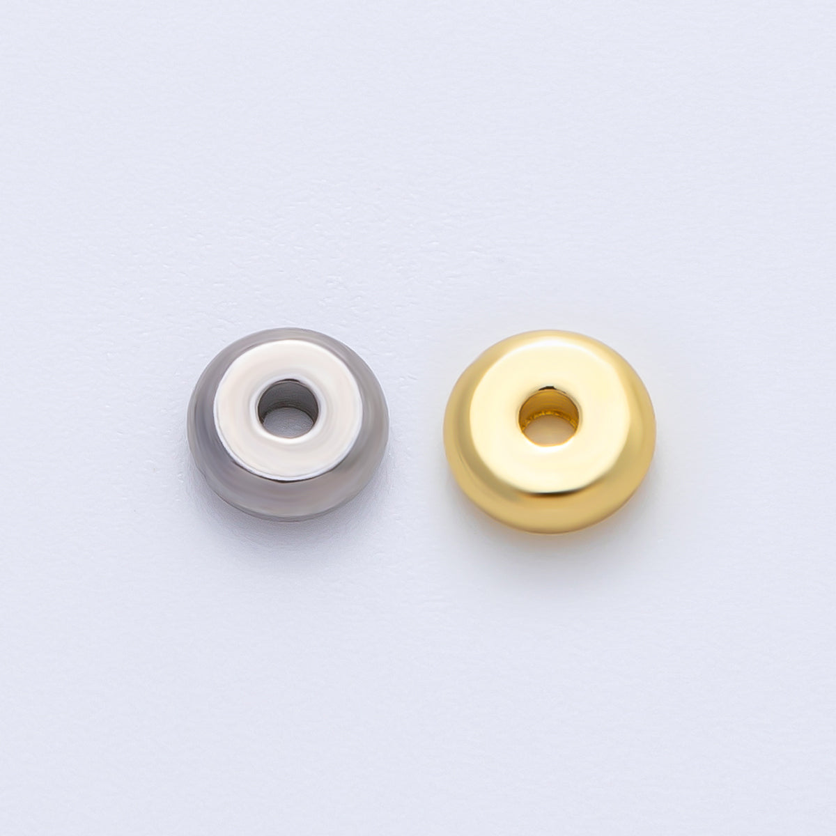 Gold 6mm Tiny Donut Rondelle Minimalist Spacer Bead in Gold & Silver 10pcs  | B043