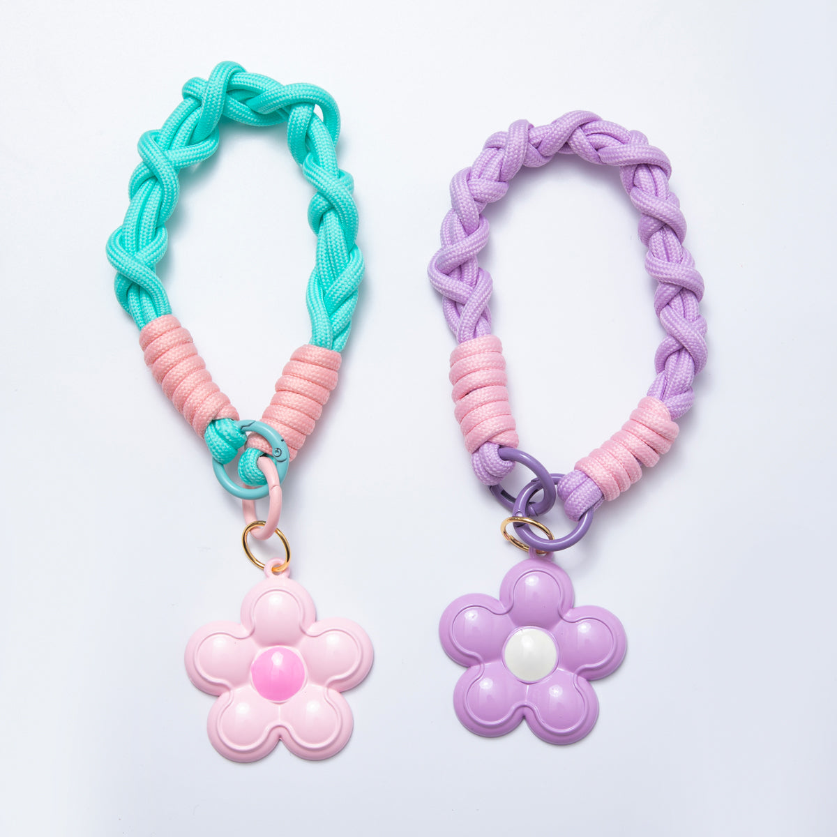 Kawaii Colorful Paracord Charm Bag Keychain Accessories Leather Daisy Charms for Handbag Y2k Accessories Purse Hanging Ornament WB-00078