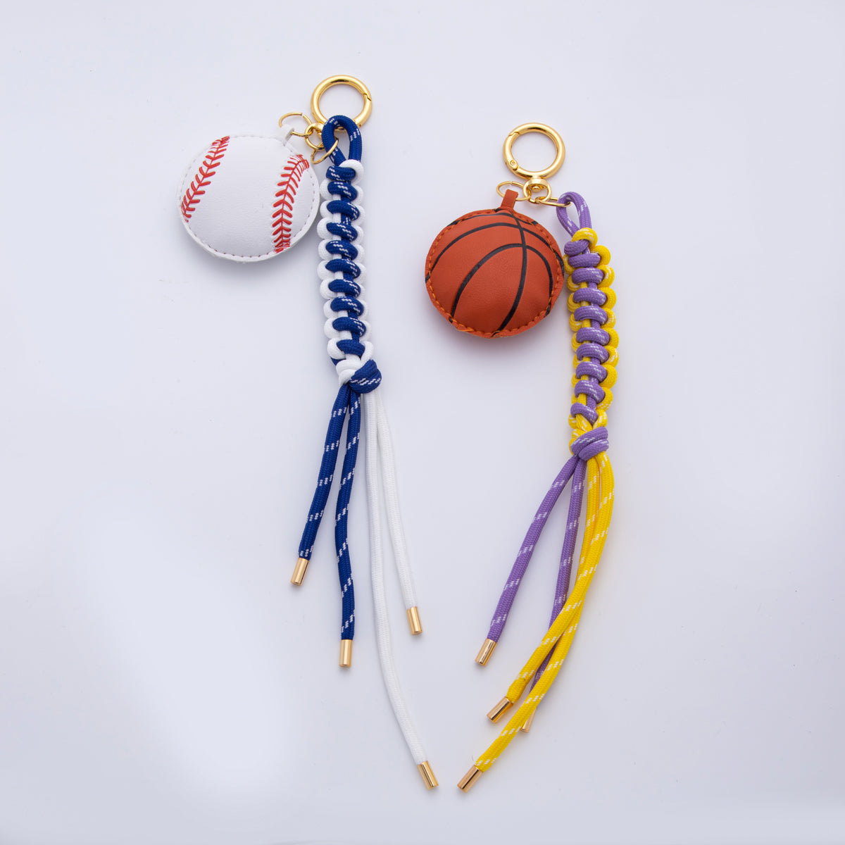 Leather Basketball Baseball Keychain Handmade Bag Charm Cord Tassels Sport Varsity Purse Accessory WB-00002