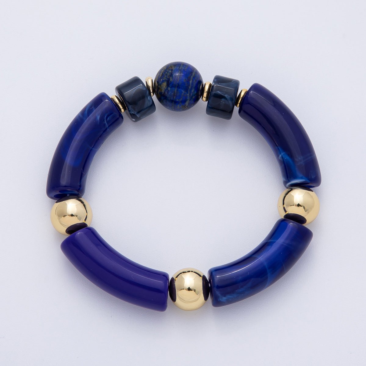 6mm Blue Lapis Lazuli, Kyanite Gemstone Bead Stretch Bracelet | WA - 3969 WA - 3970 - DLUXCA