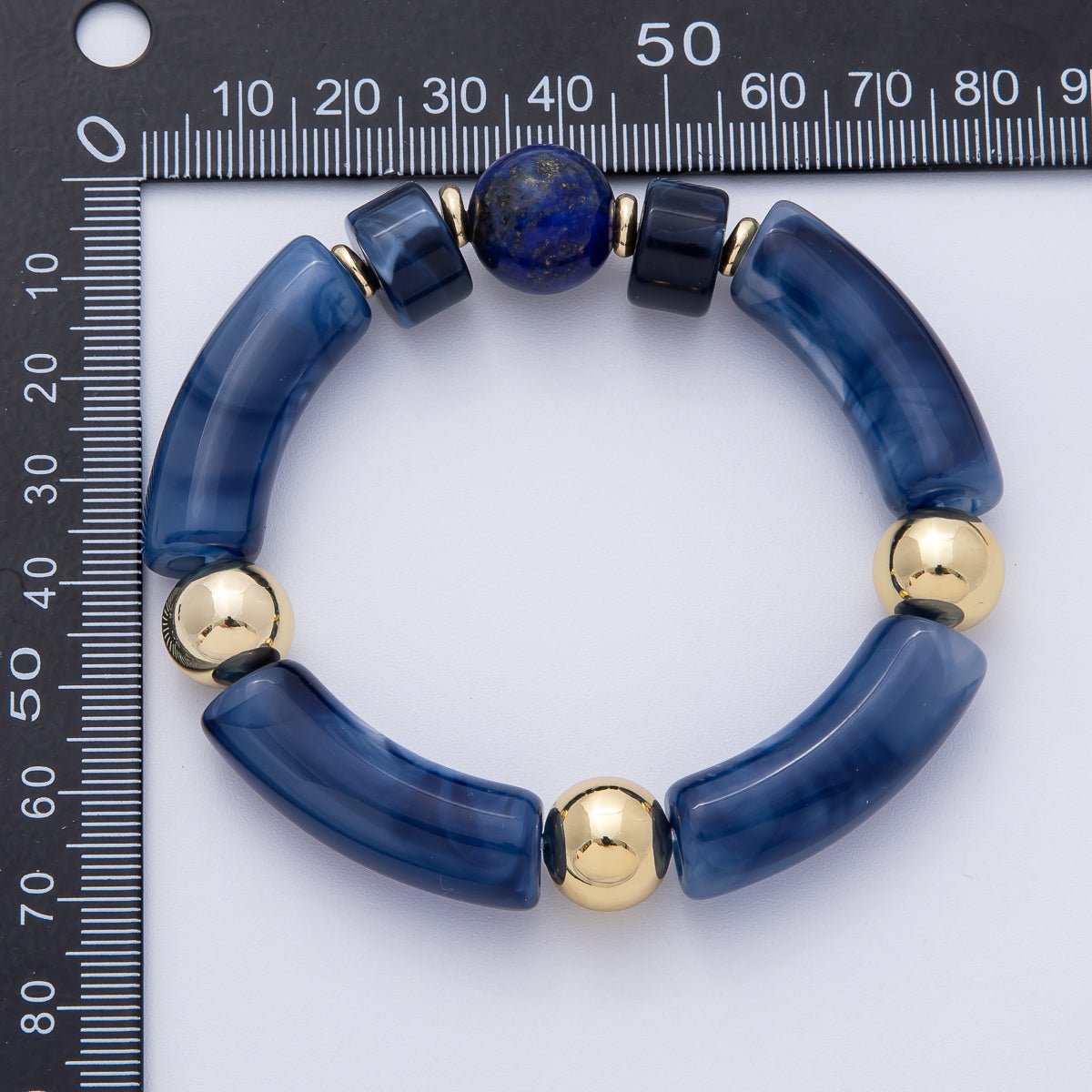 6mm Blue Lapis Lazuli, Kyanite Gemstone Bead Stretch Bracelet | WA - 3969 WA - 3970 - DLUXCA