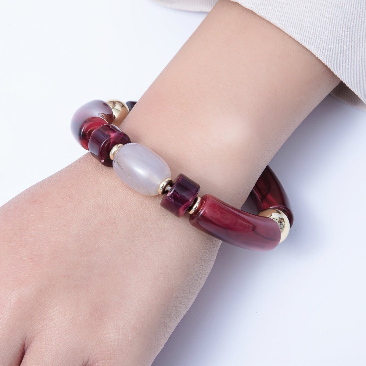 6mm Red Jasper, Carnelian Gemstone Bead Stretch Bracelet | WA - 03971 WA - 04137 - DLUXCA
