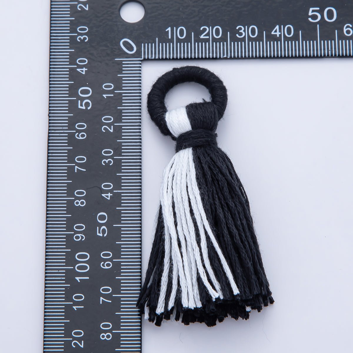74mm Black & White Cotton Tassel Fringe Finding | Z1653 - DLUXCA