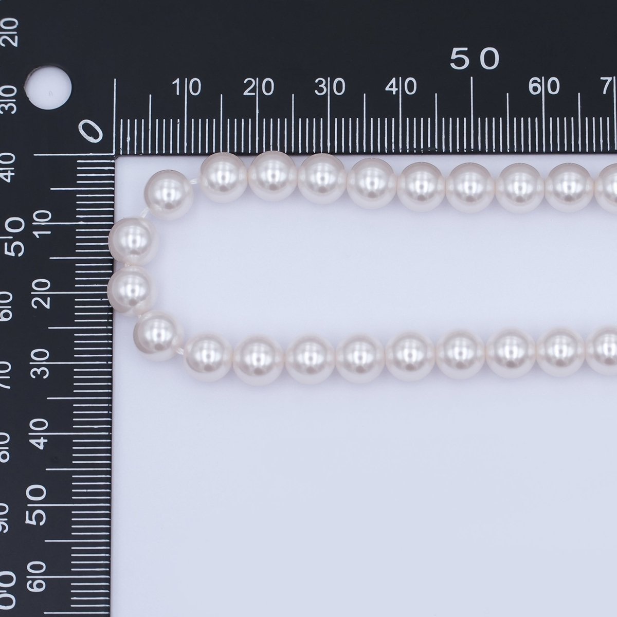 74mm White, Light Pink Round Shell Pearl Strand | WA - 2990 WA - 2996 - DLUXCA