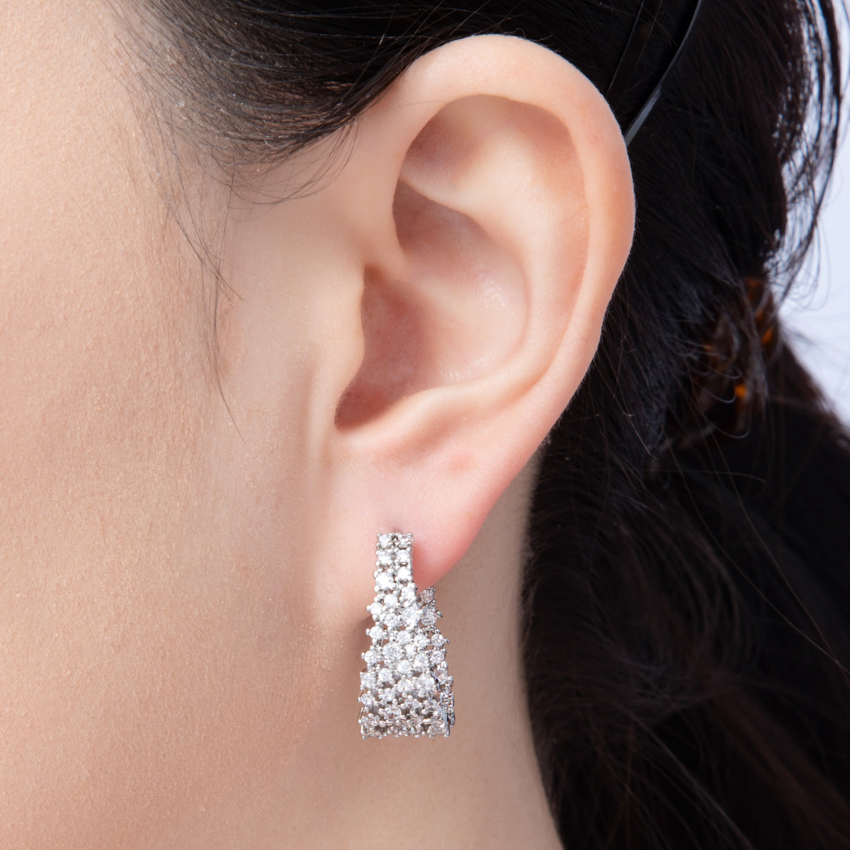 14K Gold Filled 24mm Statement Micro Paved CZ Cluster Hoop Earrings | Earrings-020002