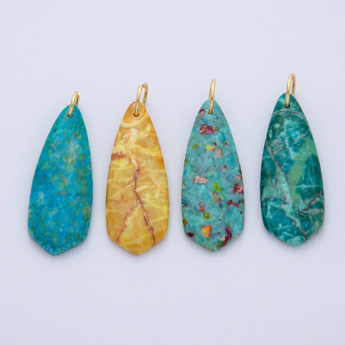 18K Gold Filled Dyed Turquoise Teardrop Gemstone Charm Pendant | AF1490