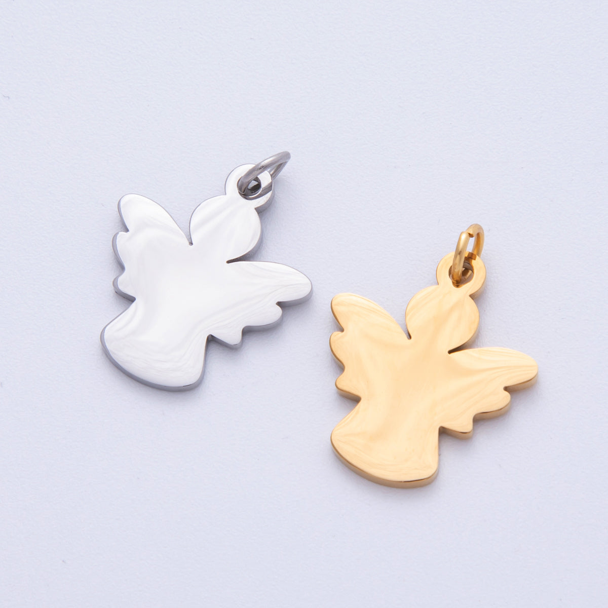 18K Gold PVD Stainless Steel 20mm Angel Silhouette Minimalist Charm in Gold & Silver | Charms-00097 Charms-00098