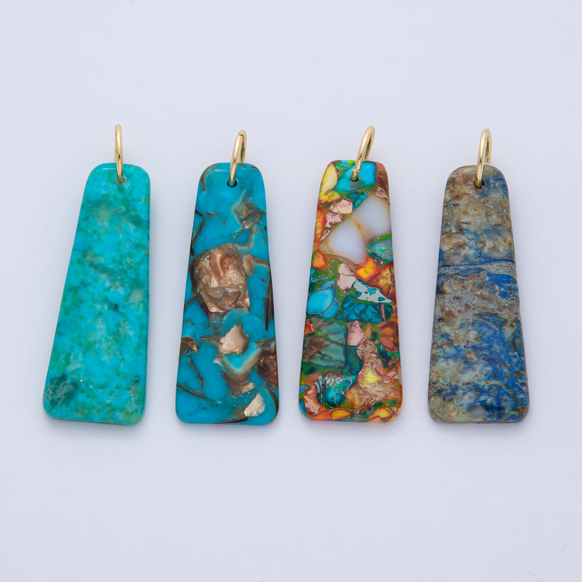 18K Gold Filled Boho Gemstone Bar Pendant – Turquoise & Multicolor Stone Charms| AF1495