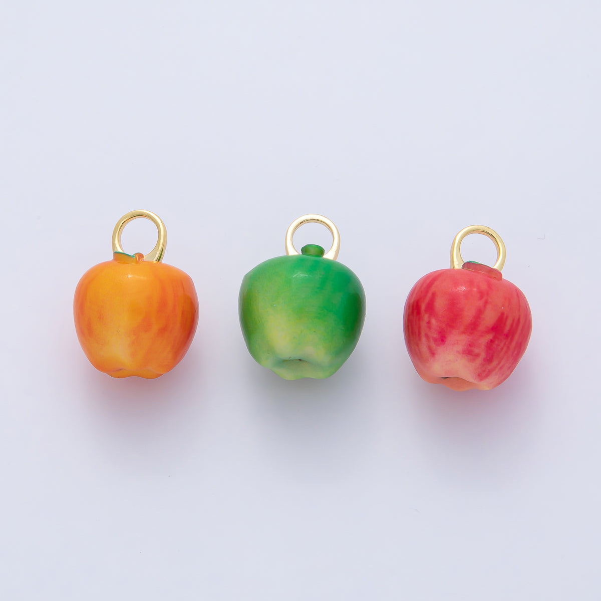 18K Gold Filled 16mm Green, Orange, Red Ceramic Apple Fruit Charm | AF1439 AF1440