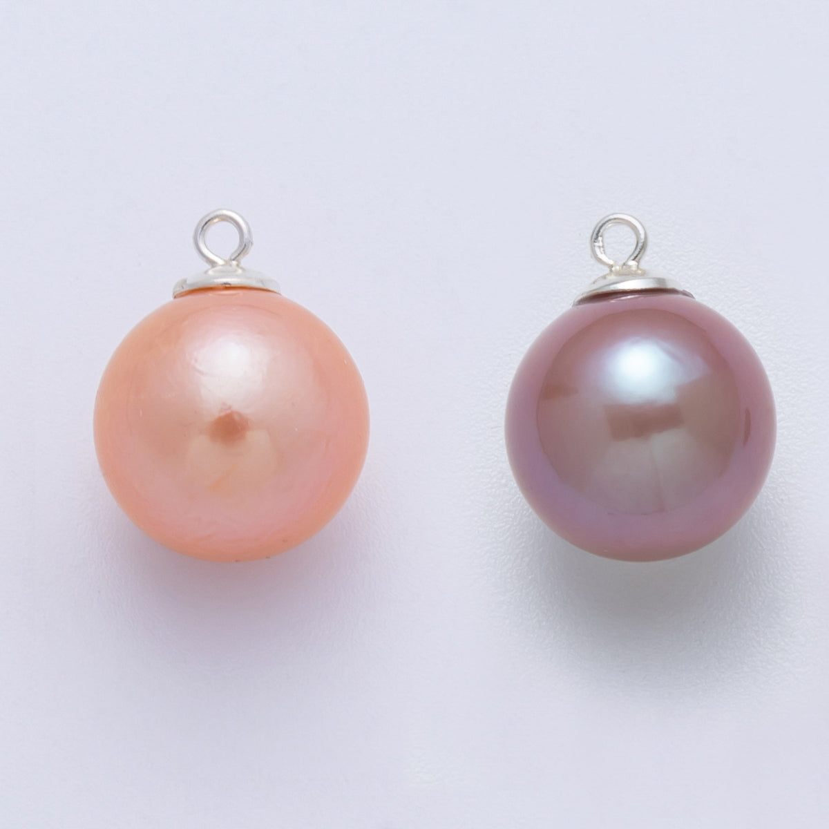 S925 Sterling Silver 16mm Pink, Purple Round Shell Pearl Charm | SL-708 SL-709