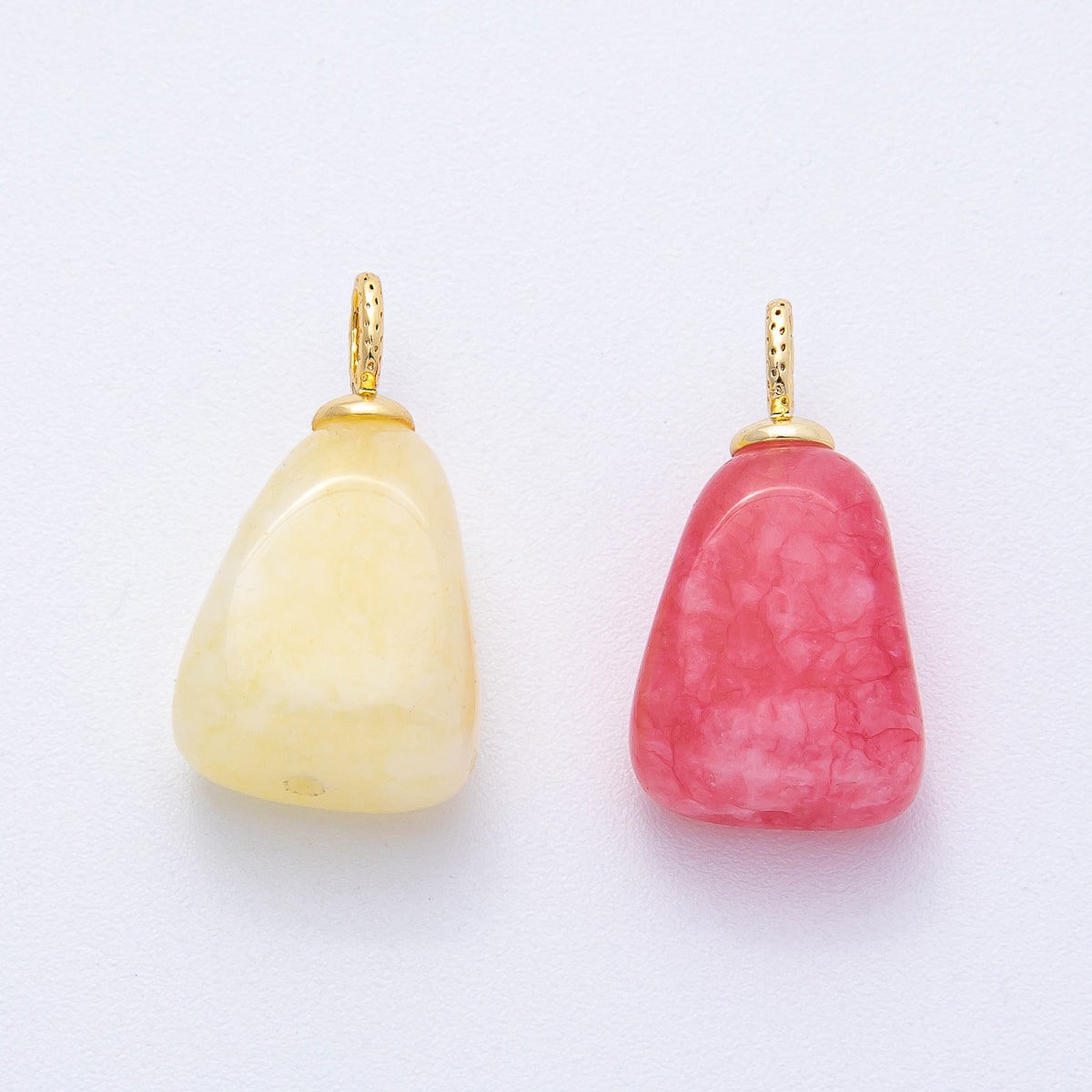 18K Gold Filled 23mm Red, Yellow, Pink Quartz Geometric Gemstone Charm | AK125 AK126