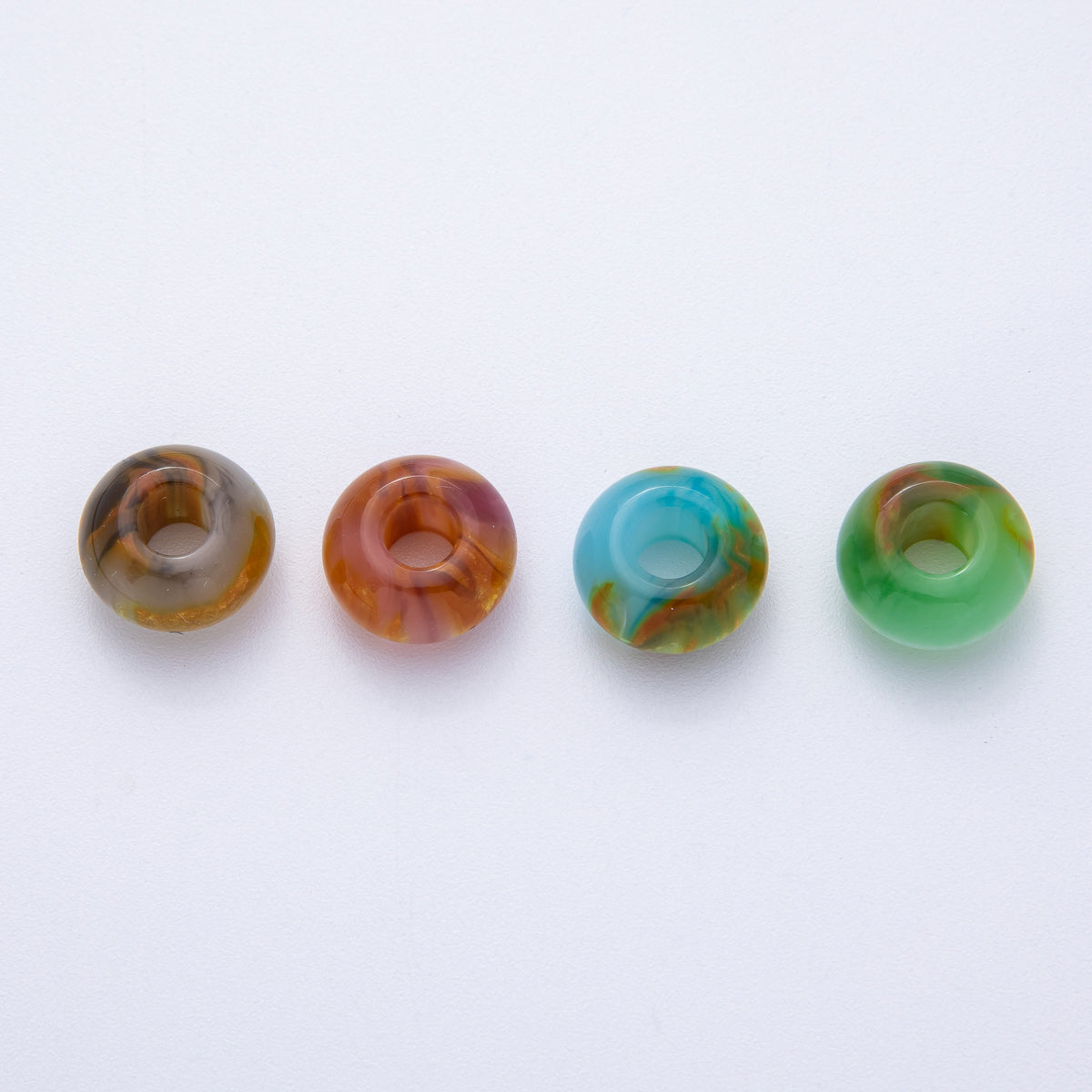 10 pcs 7mm Blue, Green, Brown, Red Multicolor Resin Rondelle Bead | B618 B621