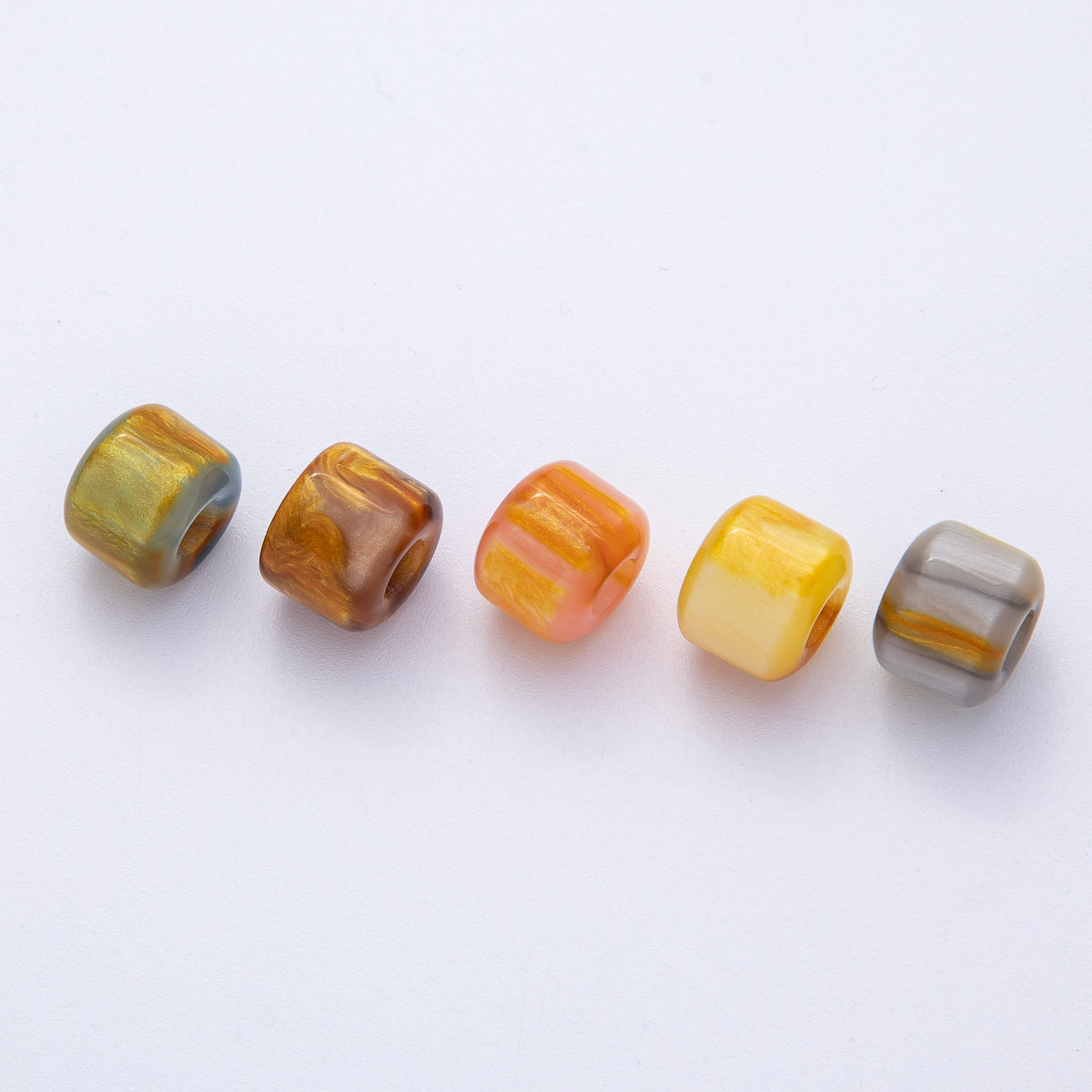 12.5mm Blue, Pink, Grey, Yellow, Brown Glitter Acrylic Resin Rondelle Bead | B549 - B851