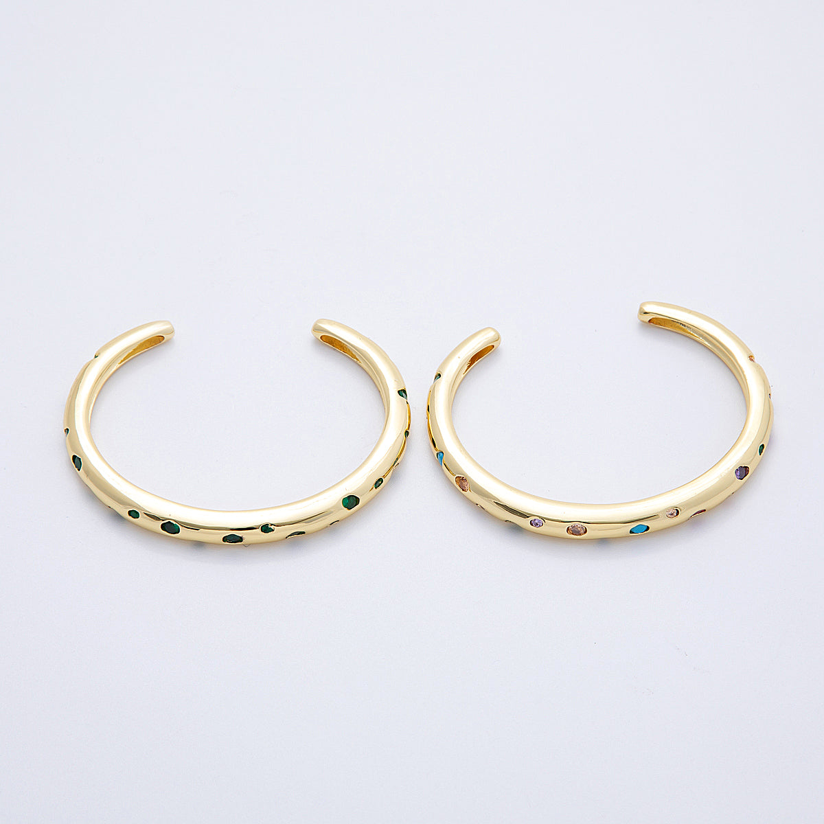 16K Gold Filled Multicolor, Green Dotted CZ Cuff Bracelet | WA-04118 WA-04119