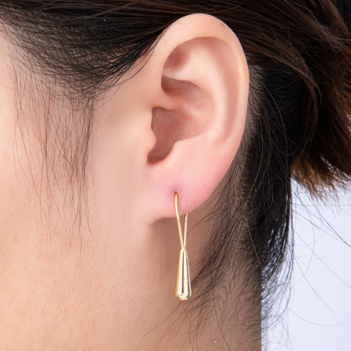 18K Gold Filled 32mm Minimalist Teardrop Fish Hook Drop Earrings | Earrings-00183