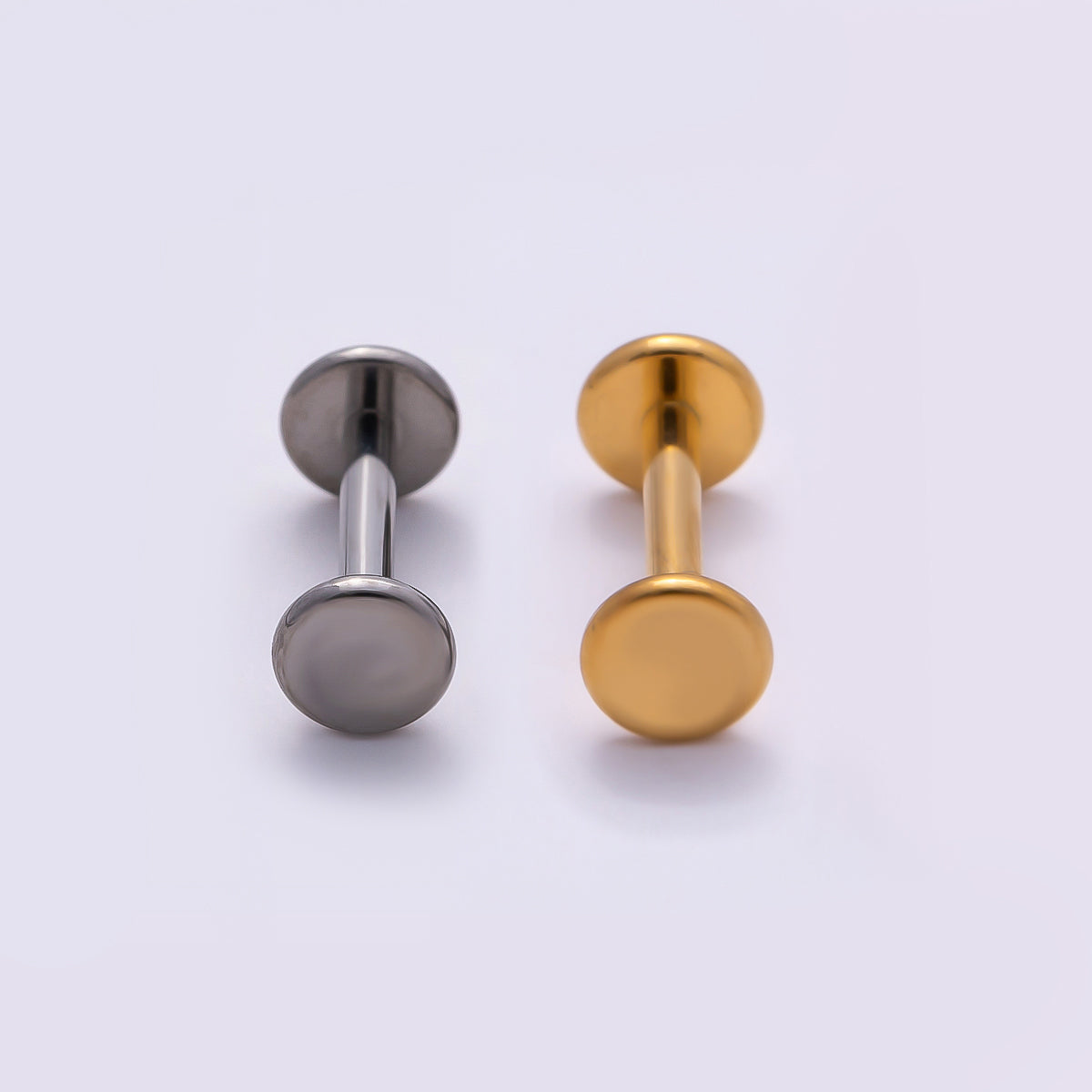 Titanium 4mm Minimalist Round Cartilage Piercing Flat Back Stud in Gold & Silver | Findings-00391 Findings-00392
