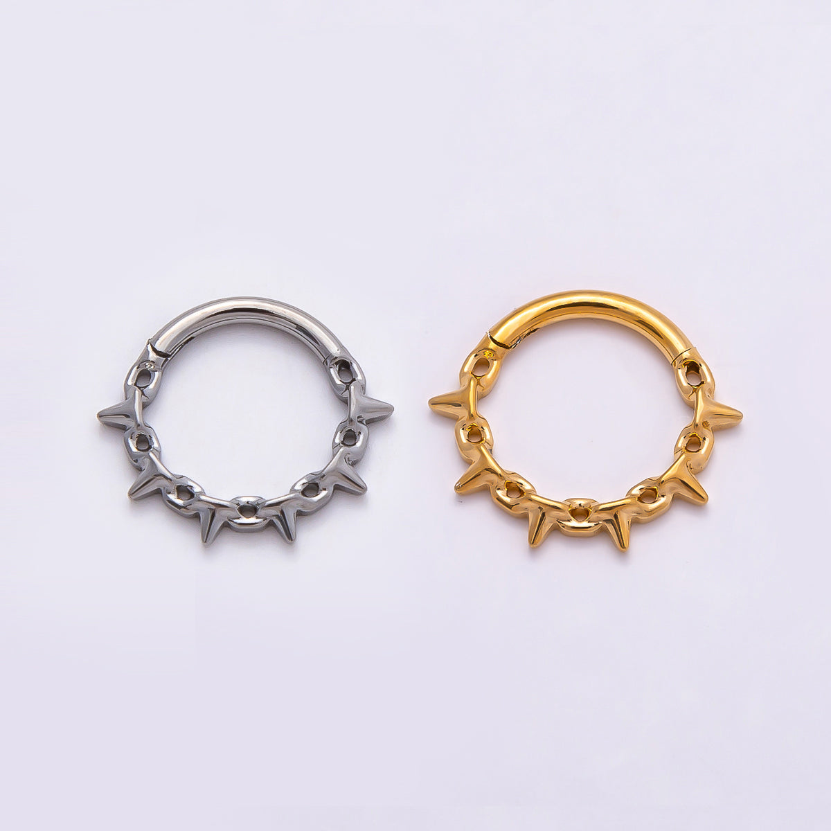 Stainless Steel 11.5mm Spiked Cable Pull Gate Round Finding in Gold & Silver | Findings-00194 Findings-00195