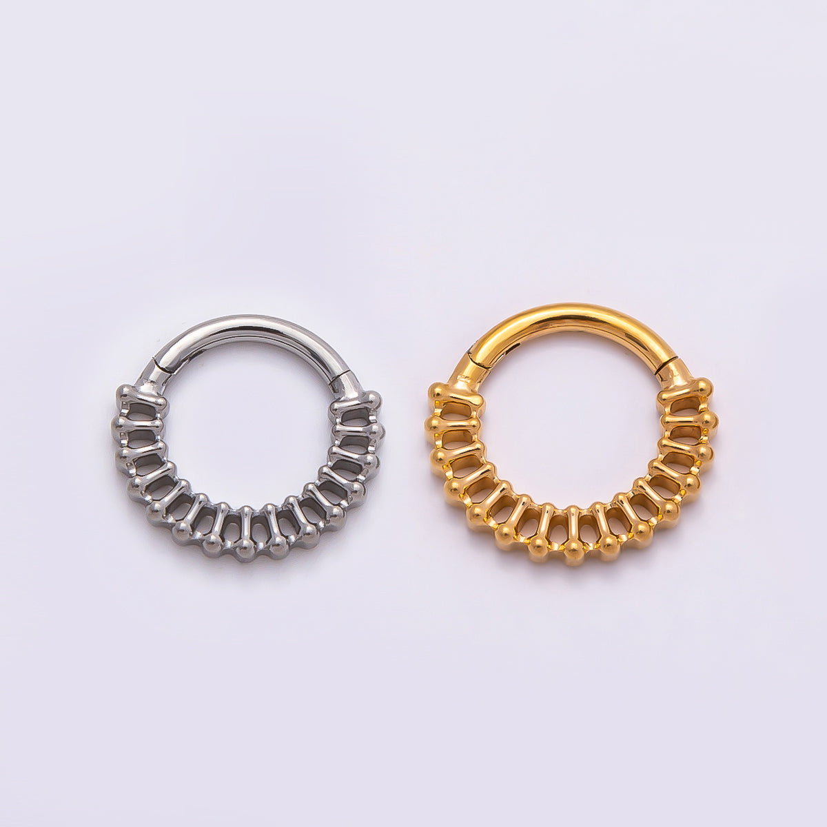 Stainless Steel 11mm Geometric Molten Ball Bar Pull Gate Round Finding in Gold & Silver | Findings-00214 Findings-00215