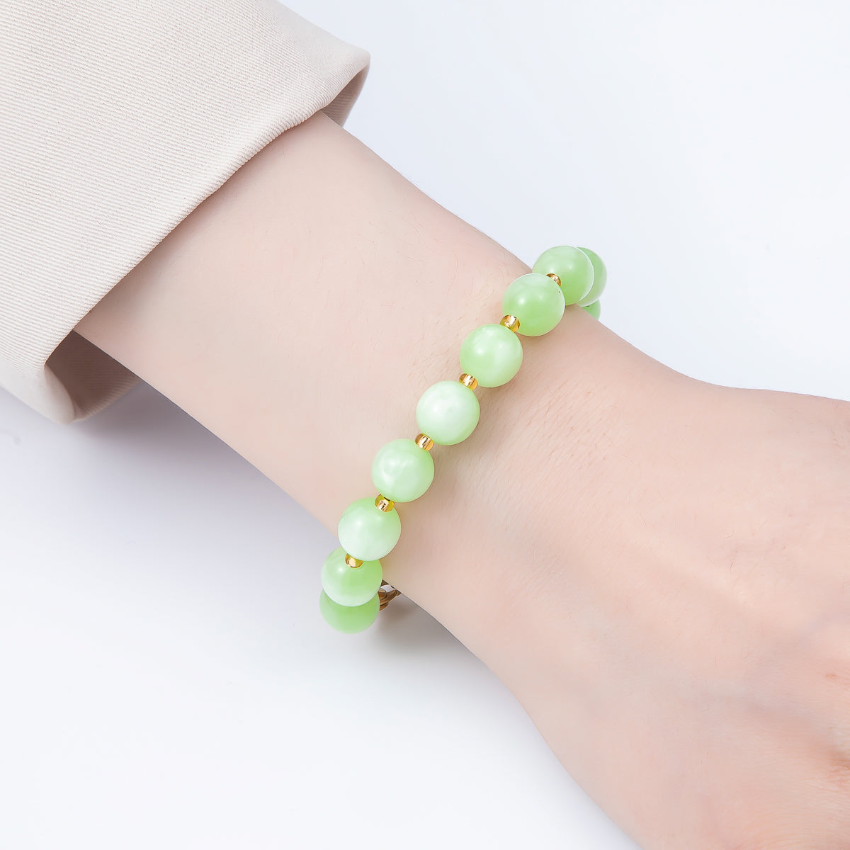 Stainless Steel 10mm Round Glitter Resin Bead 7 Inch Bracelet w. Extender | WA-04531 ~ WA-04538