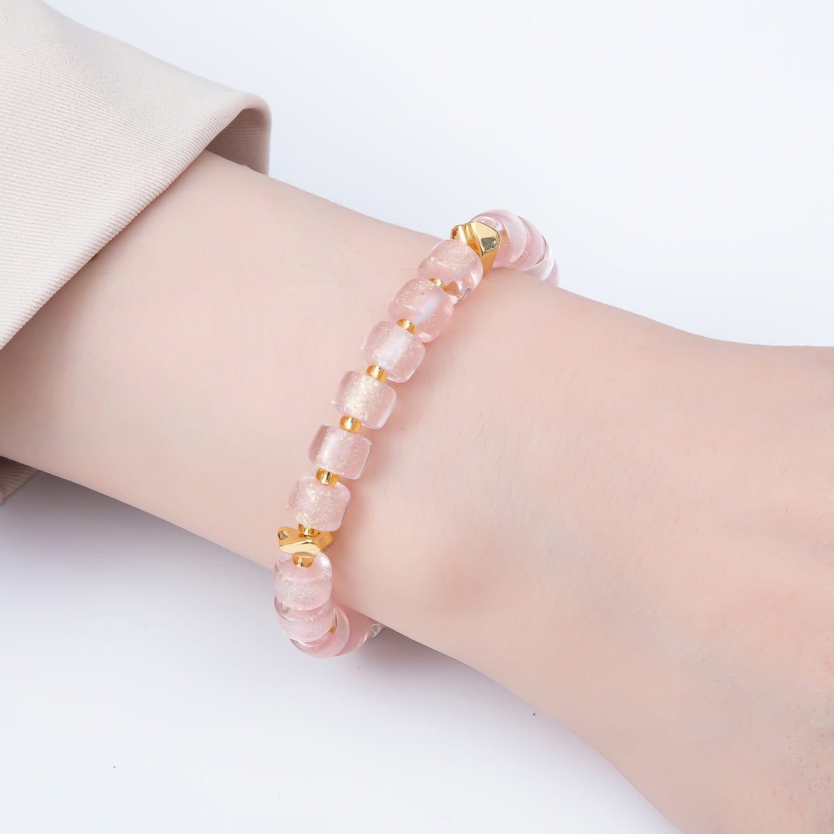 Stainless Steel 8mm Purple, Multicolor, White, Purple, Pink, Blue, Green, Orange Glitter Resin Rondelle Bead 7 Inch Bracelet w. Extender | WA-04573 ~ WA-04580