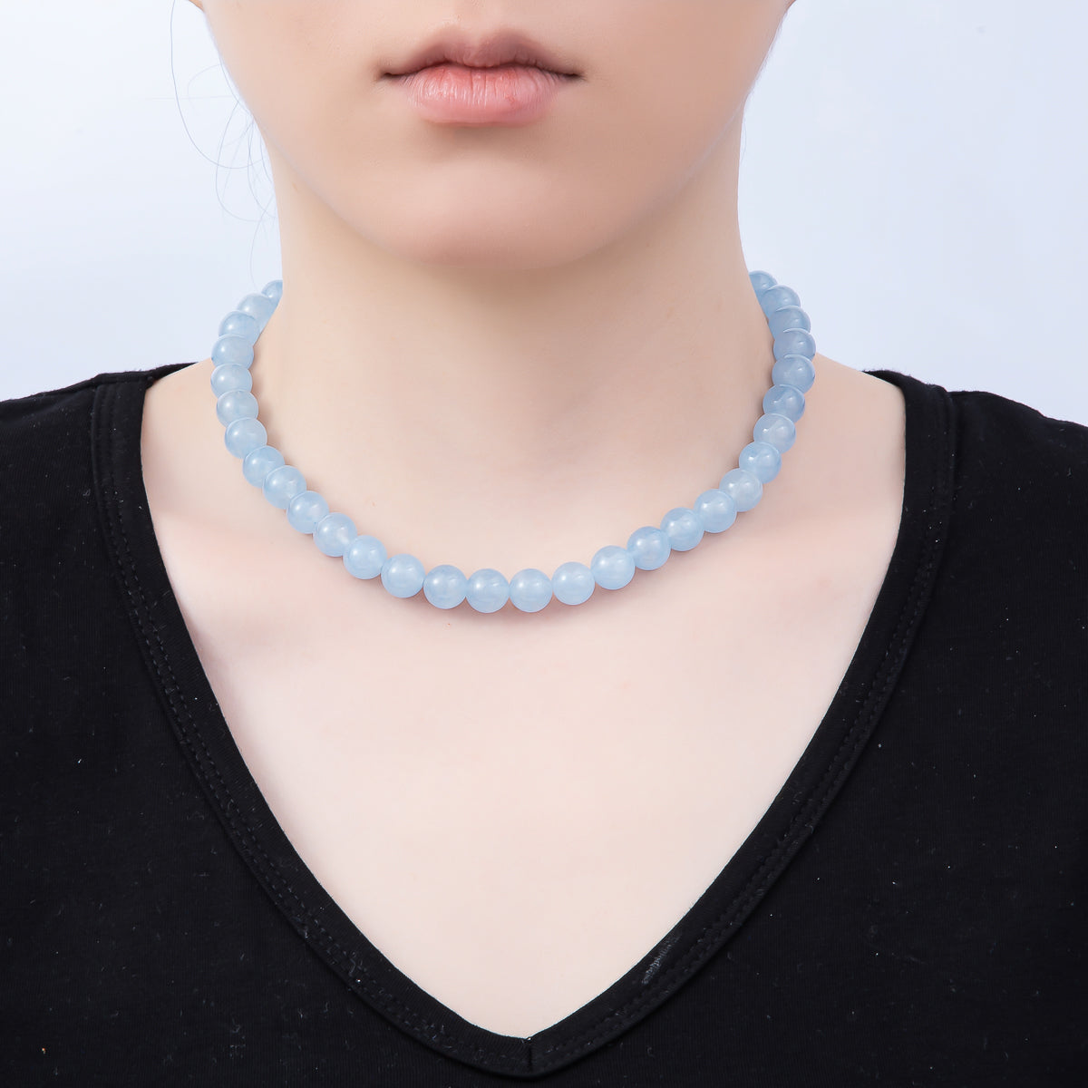 16K Gold Filled 10mm Natural Gemstone Bubble Ball Bead Chain 16 Inch Necklace | WA-04487 - WA-04489