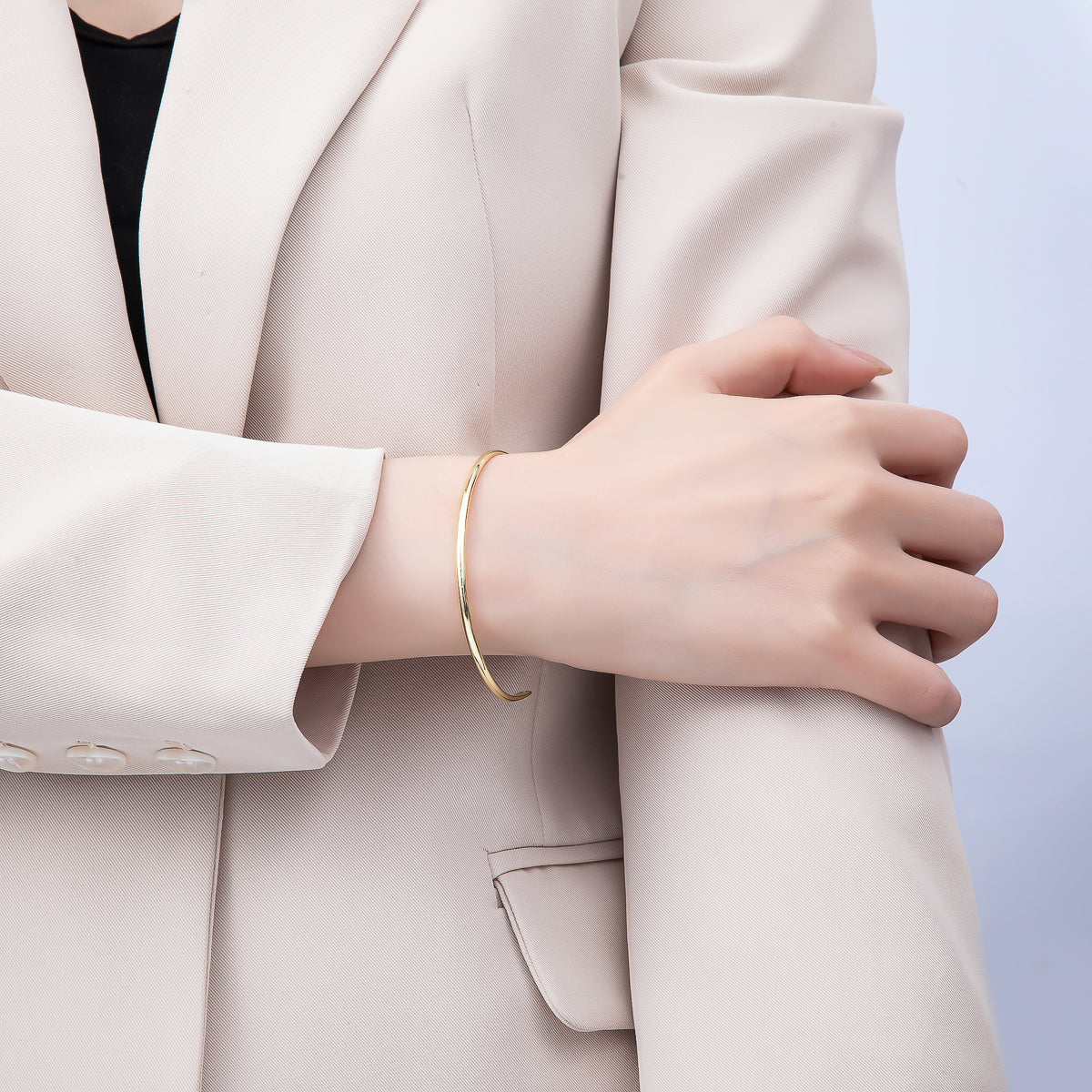 16K Gold Filled 2.5mm Minimalist Tube Half Cuff Bracelet Finding for Bangle Supply| WA-04459