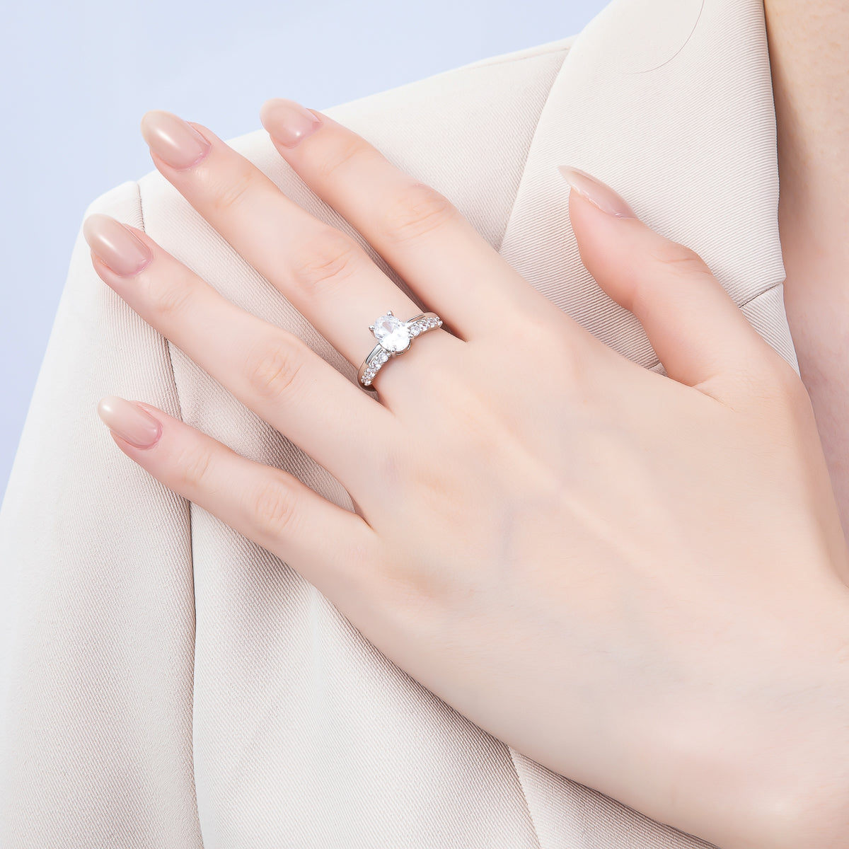 16K Gold Filled Oval Micro Paved CZ Adjustable Ring in Gold & Silver | Rings-00164 Rings-00117
