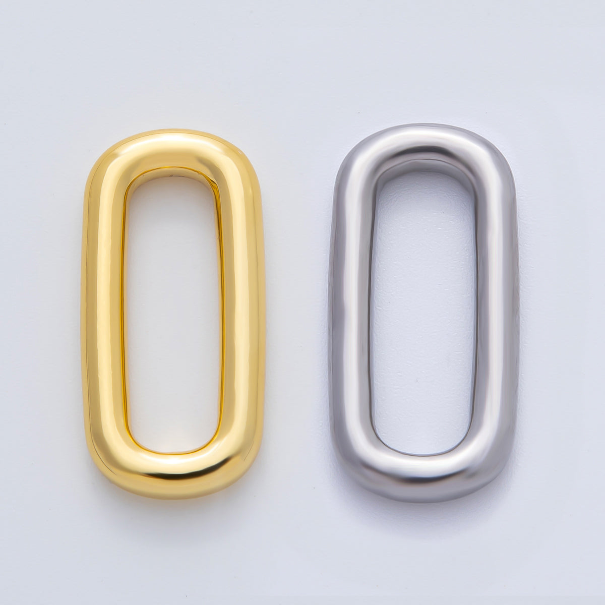 18K Gold Plated 26mm Polished Long Oval Finding in Gold & Silver | Z1434
