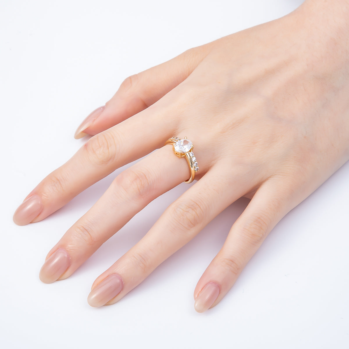 16K Gold Filled Oval Micro Paved CZ Adjustable Ring in Gold & Silver | Rings-00164 Rings-00117