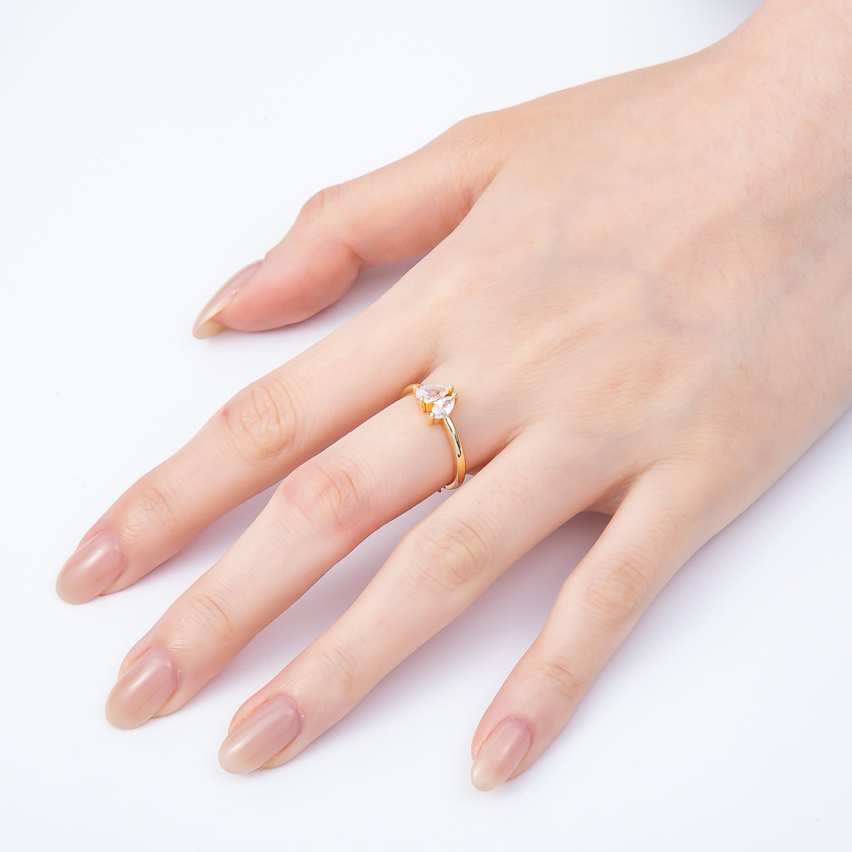 16K Gold Filled Clear Marquise Teardrop CZ Solitaire Ring in Gold & Silver | Rings-00159 Rings-00160