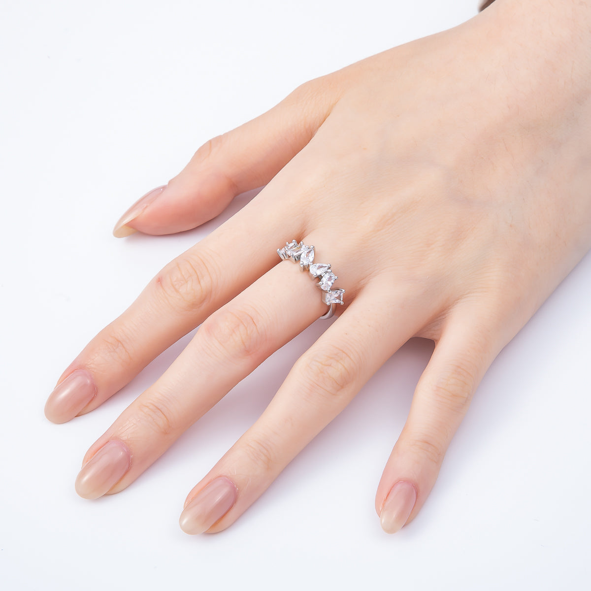 16K Gold Filled Clear CZ Multi Cluster Ring in Gold & Silver | Rings-00151 Rings-00152
