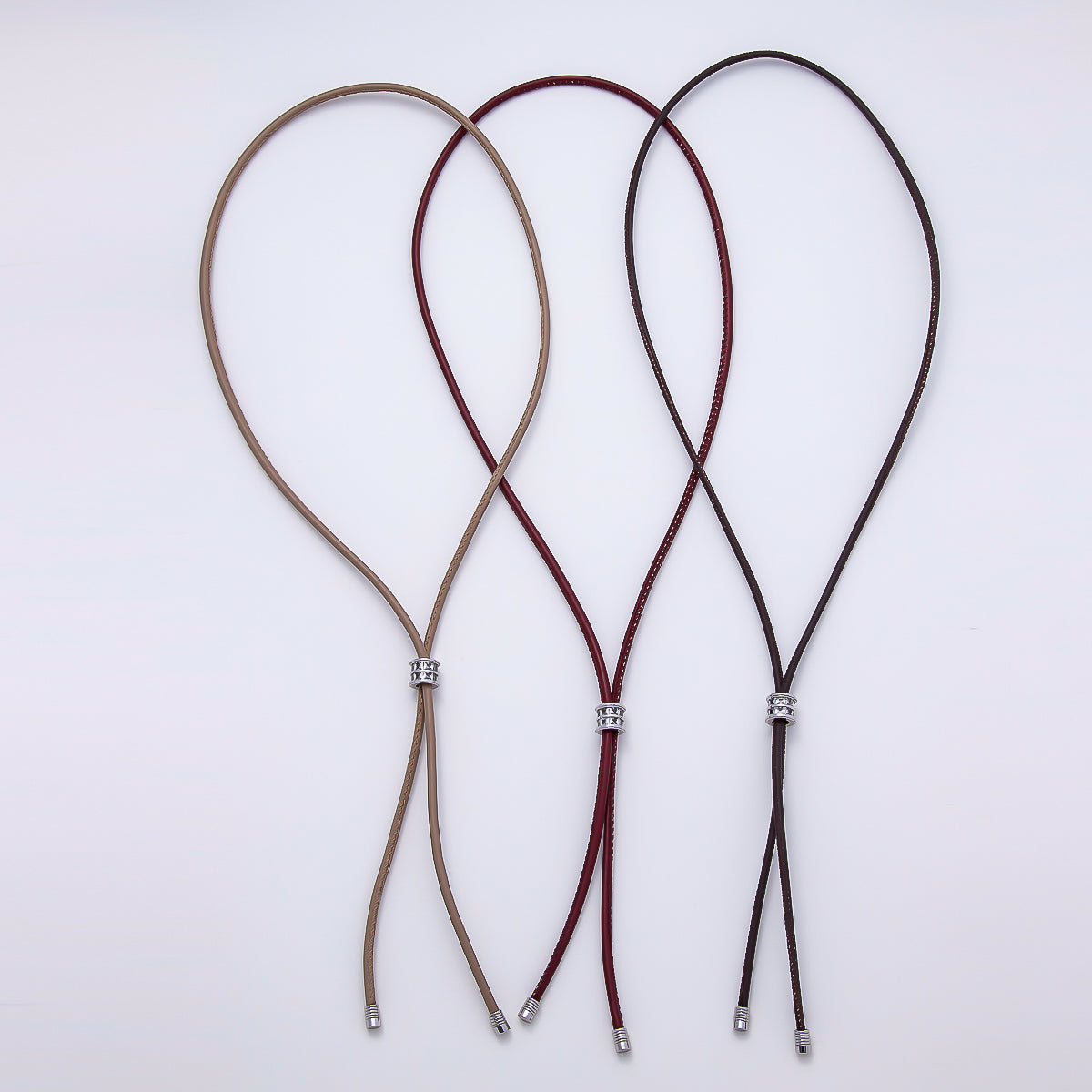 Dainty 5mm Leather Bolo Slide Adjustable 31 Inch Lariat Necklace | WA-04589 ~ WA-04591