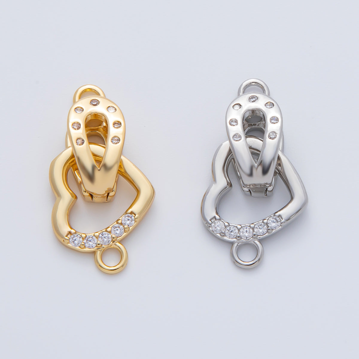 18K Gold Filled 18mm Micro Paved CZ Dainty Heart Open Loop Charm Finding | Z1457