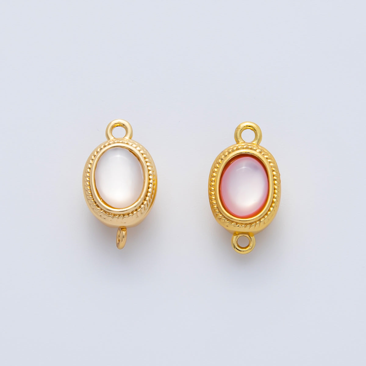 18K Gold Filled 15mm Red White Shell Pearl Oval Push In Clasp Closure Finding | Z1465