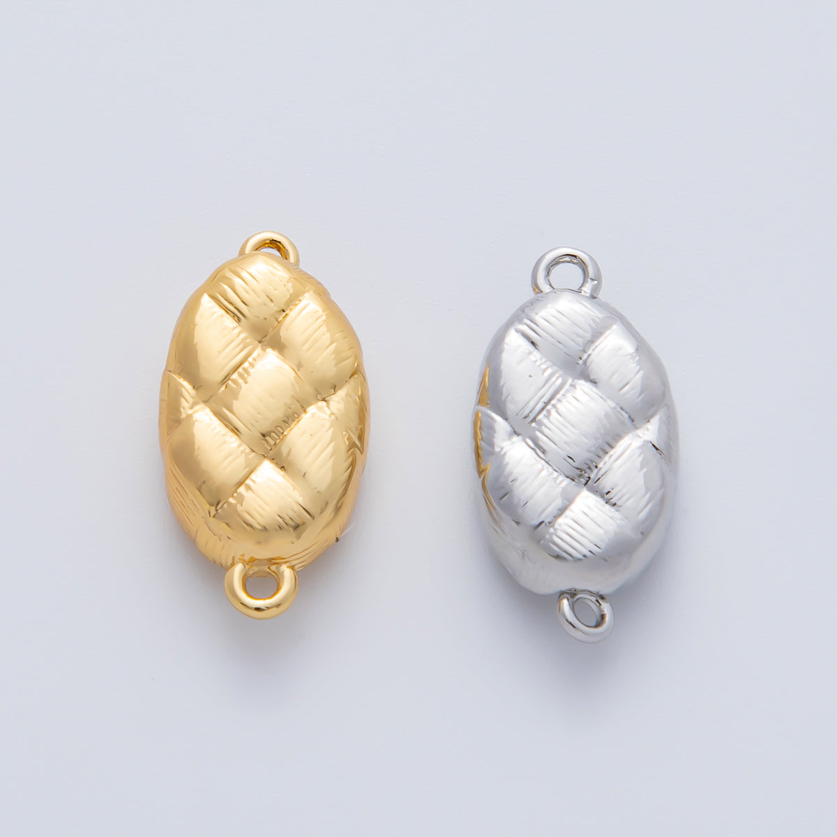 18K Gold Filled 20mm Quilted Box Clasps Closure Finding in Gold & Silver | Z1453