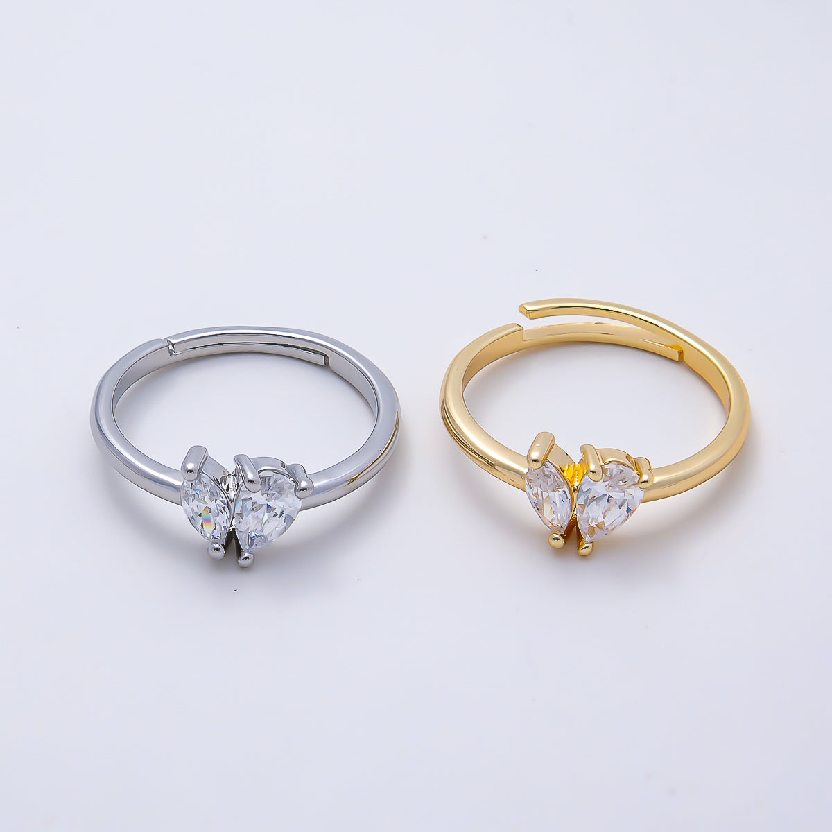 16K Gold Filled Clear Marquise Teardrop CZ Solitaire Ring in Gold & Silver | Rings-00159 Rings-00160