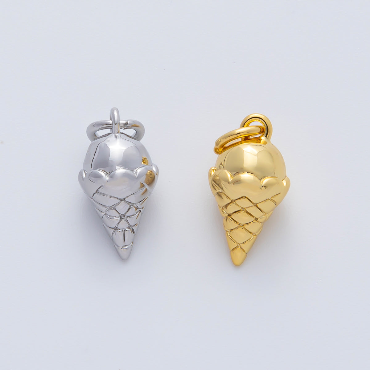 18K Gold Filled 14mm Mini Sweet Ice Cream Cone Charm in Gold & Silver | AF1415