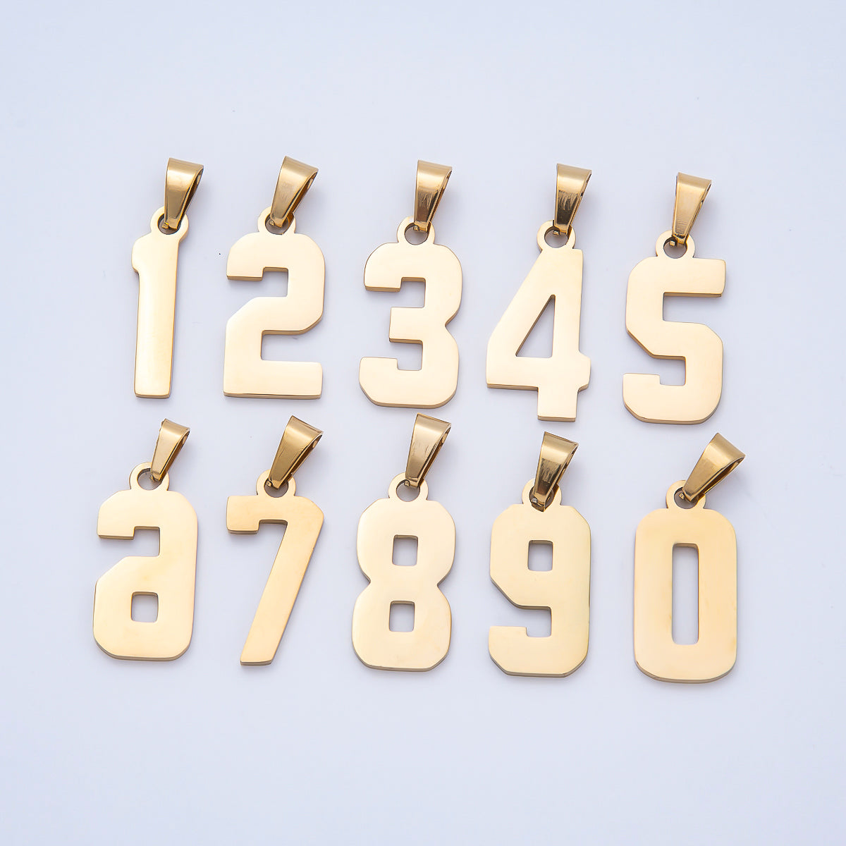 PVD Stainless Steel 23mm Sport Jersey Varsity Number Pendant | Charms-00981 ~ Charms-00990