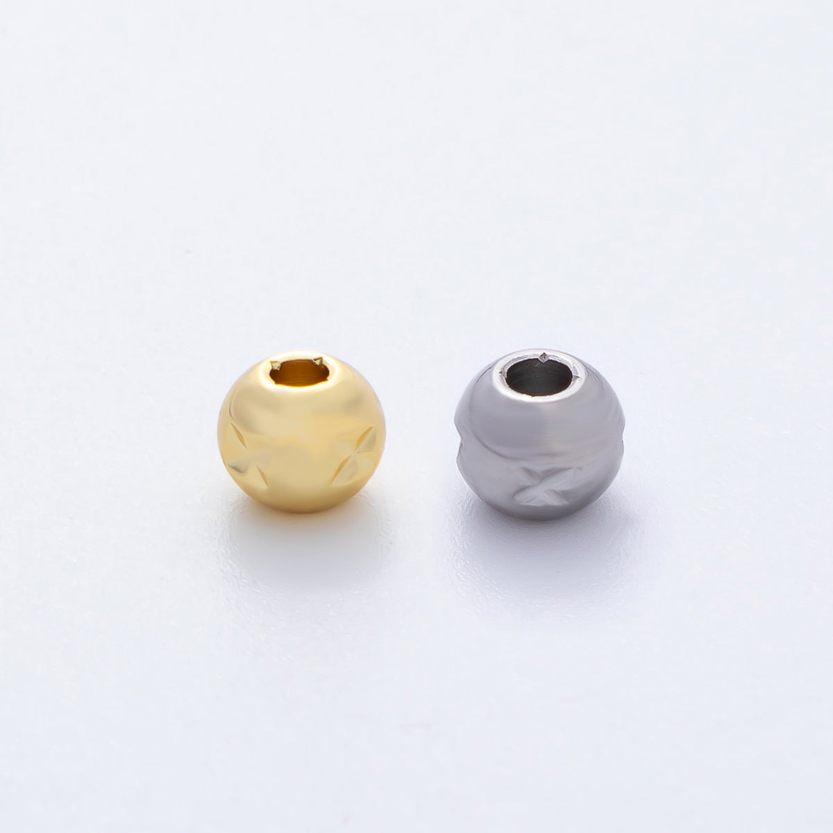 18K Gold Filled Alloy 5mm Tiny Rondelle X Mark Spacer Bead in Gold & Silver | B152