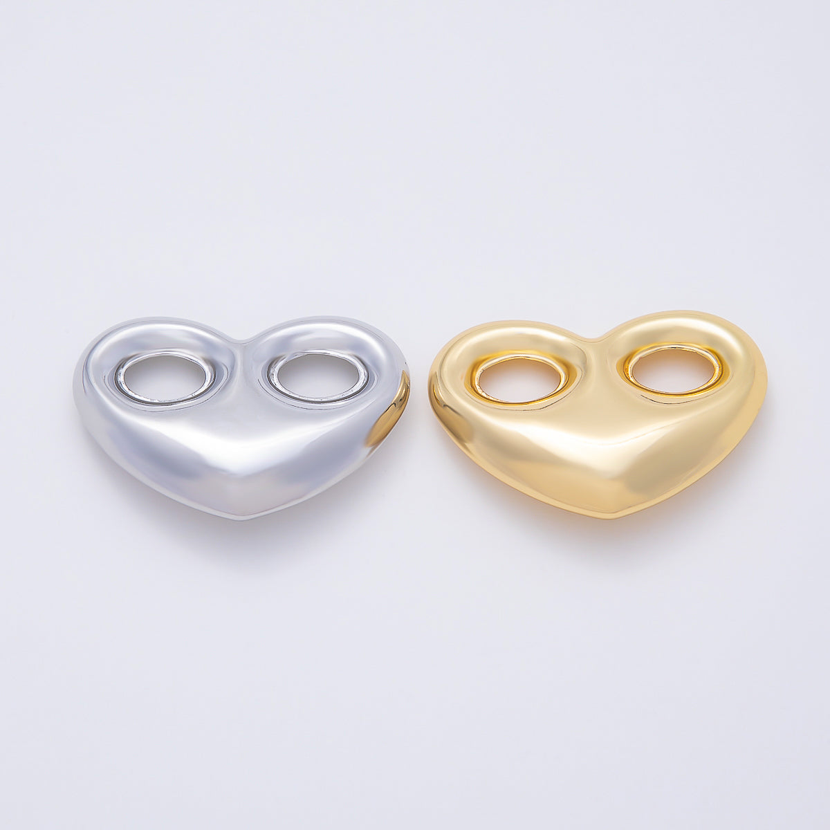 16K Gold Filled 25mm Heart Mariner Chubby Link Finding in Gold & Silver | Findings-00234 Findings-00235