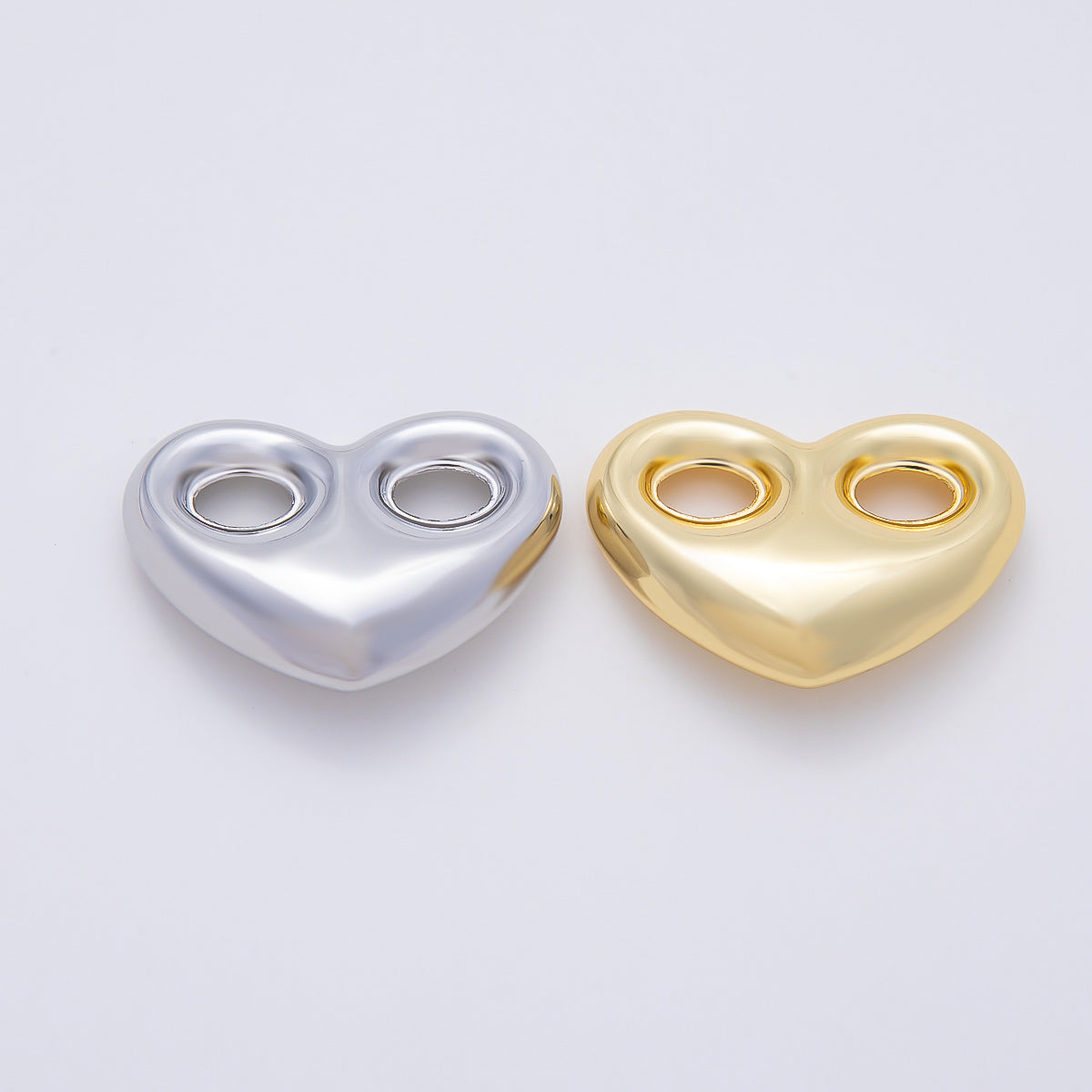 16K Gold Filled 18mm Heart Mariner Chubby Link Finding in Gold & Silver | Findings-00236 Findings-00237