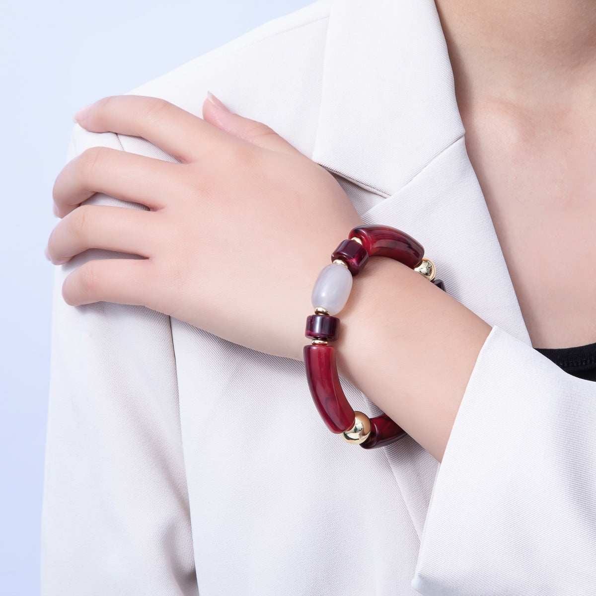 6mm Red Jasper, Carnelian Gemstone Bead Stretch Bracelet | WA-3971