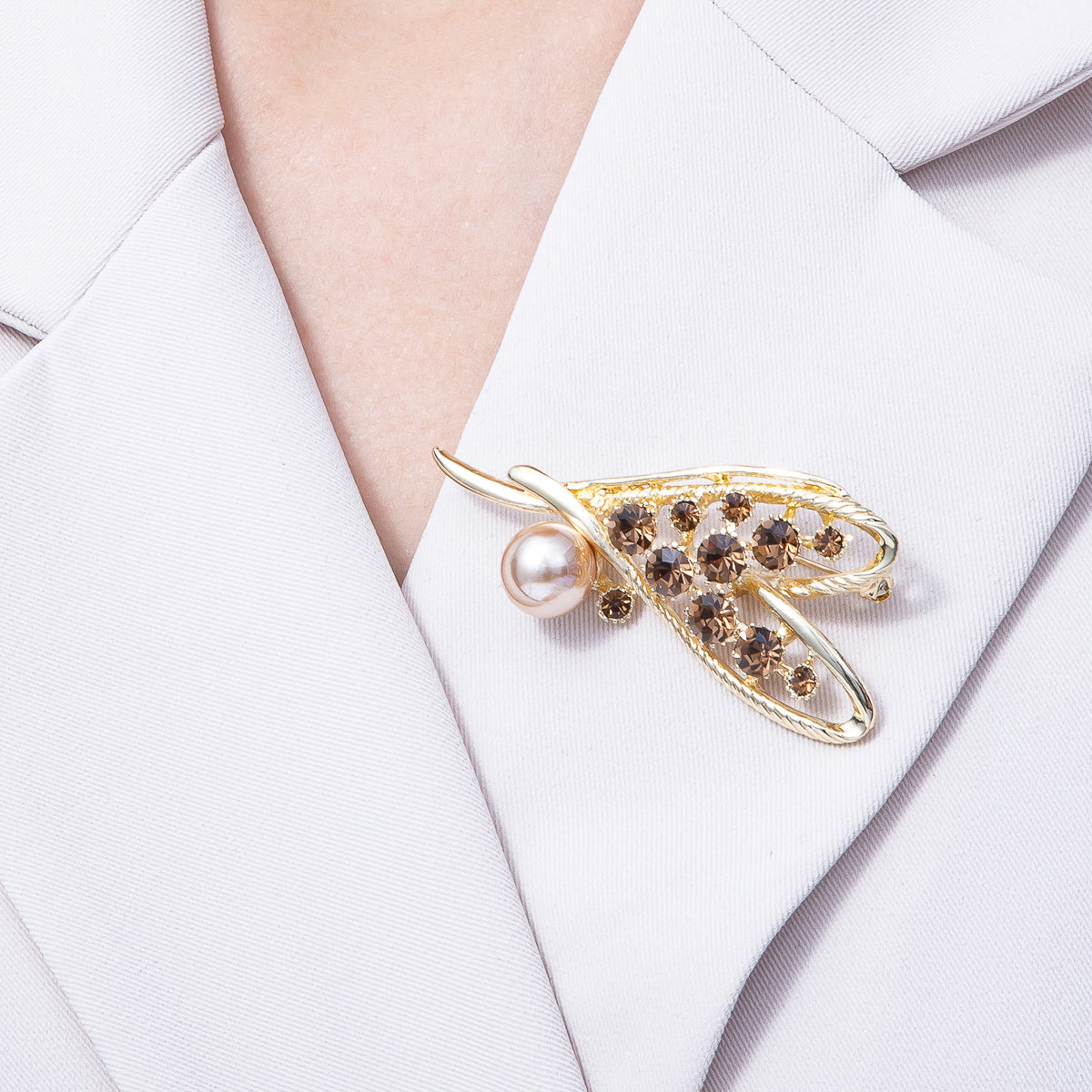 Gold 67.3mm x 30mm Rhinestone Heart Bezel Pin Brooch | BH-083