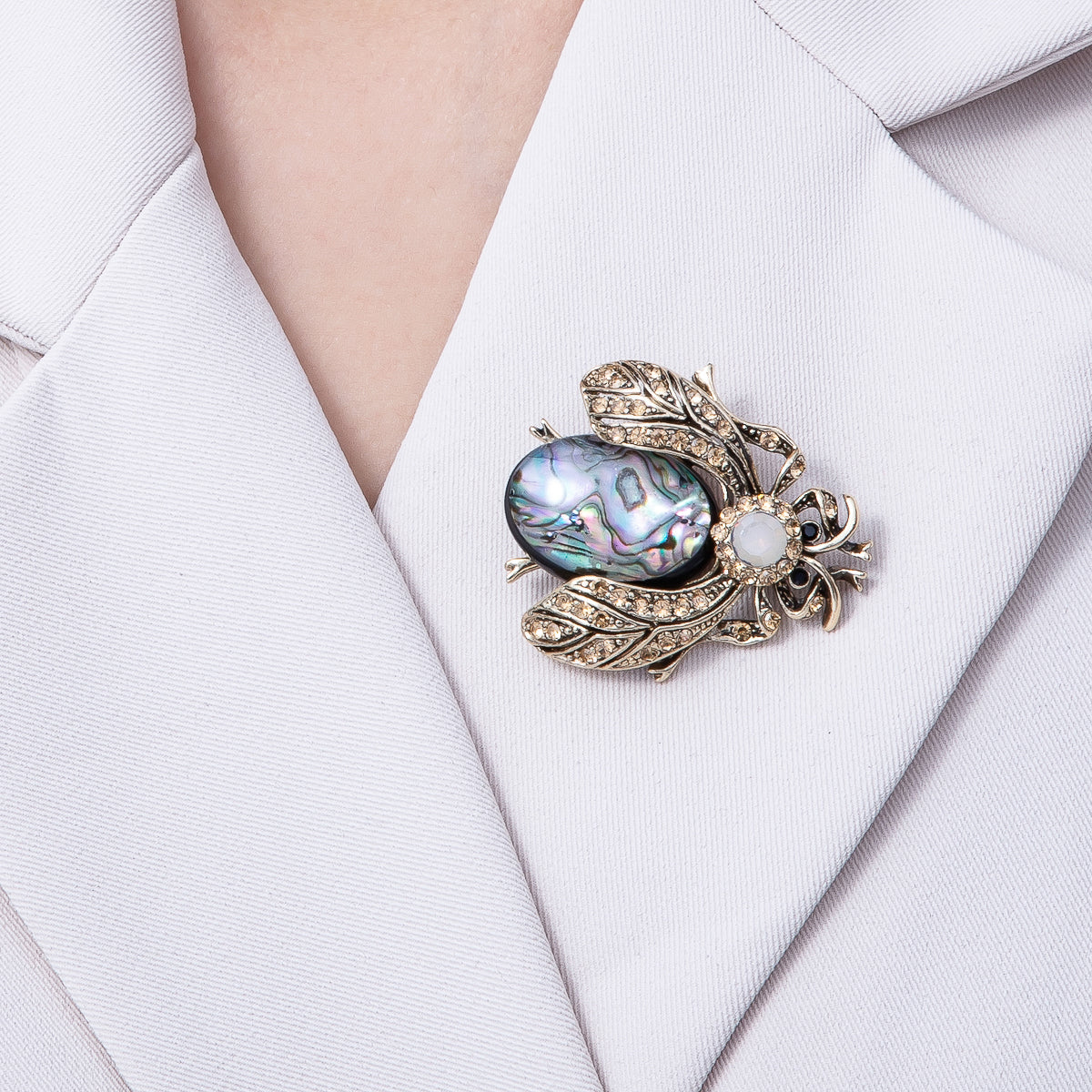 Vintage Gold 42mm x 38mm Orange, Black Rhinestone Insect Animal Pin Brooch | BH-033 BH-034