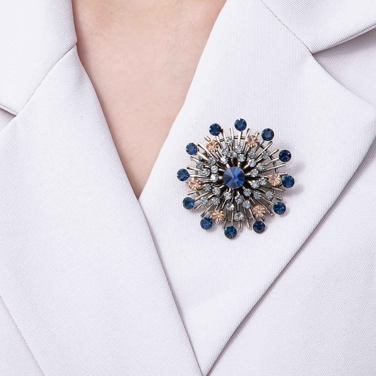 45mm Blue, Black Vintage Antique Sunburst Celestial Brooch Pin | BH025 BH026