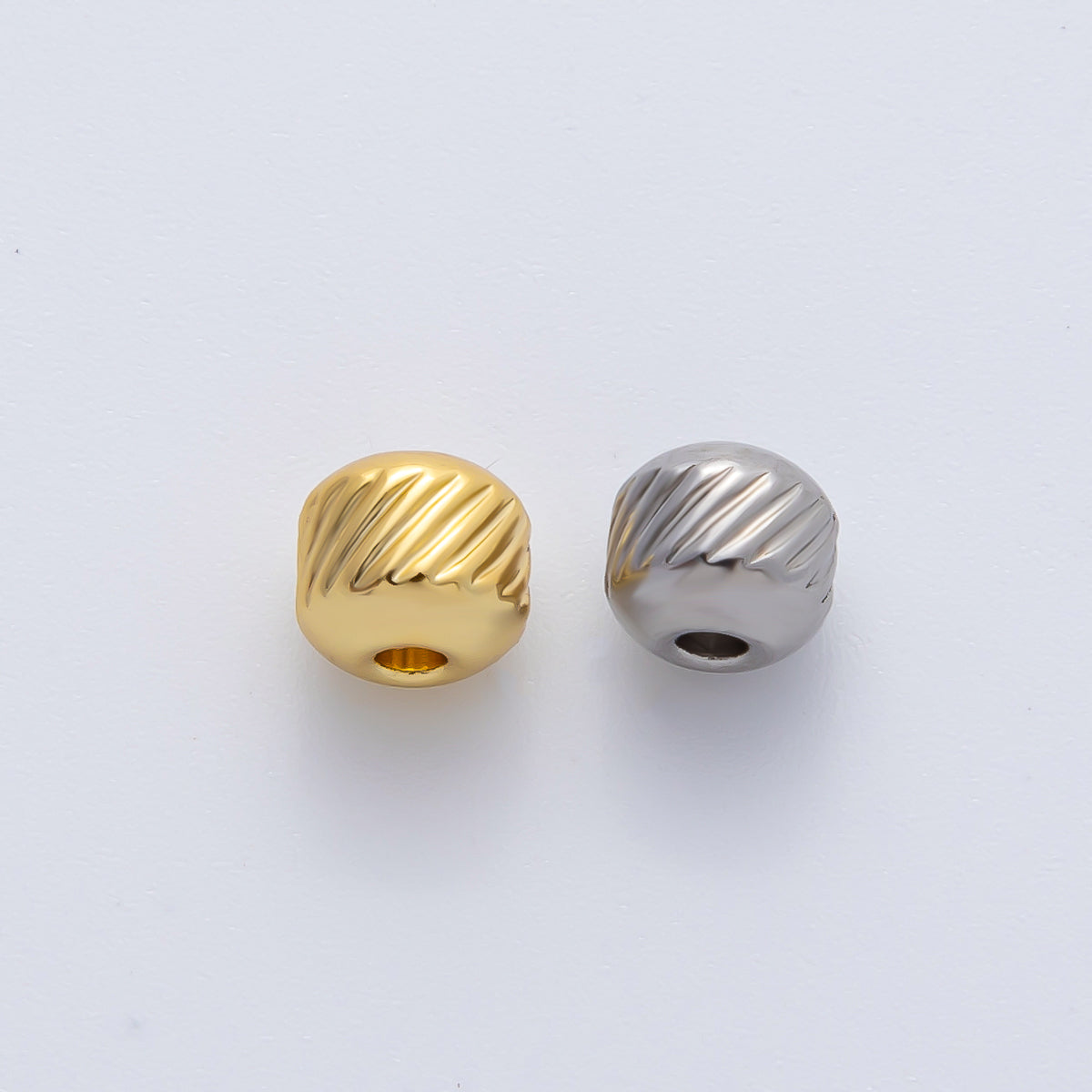 18K Gold Filled Alloy 5mm Revolving Pattern Chunky Rondelle Minimalist Spacer Bead in Gold & Silver | B047