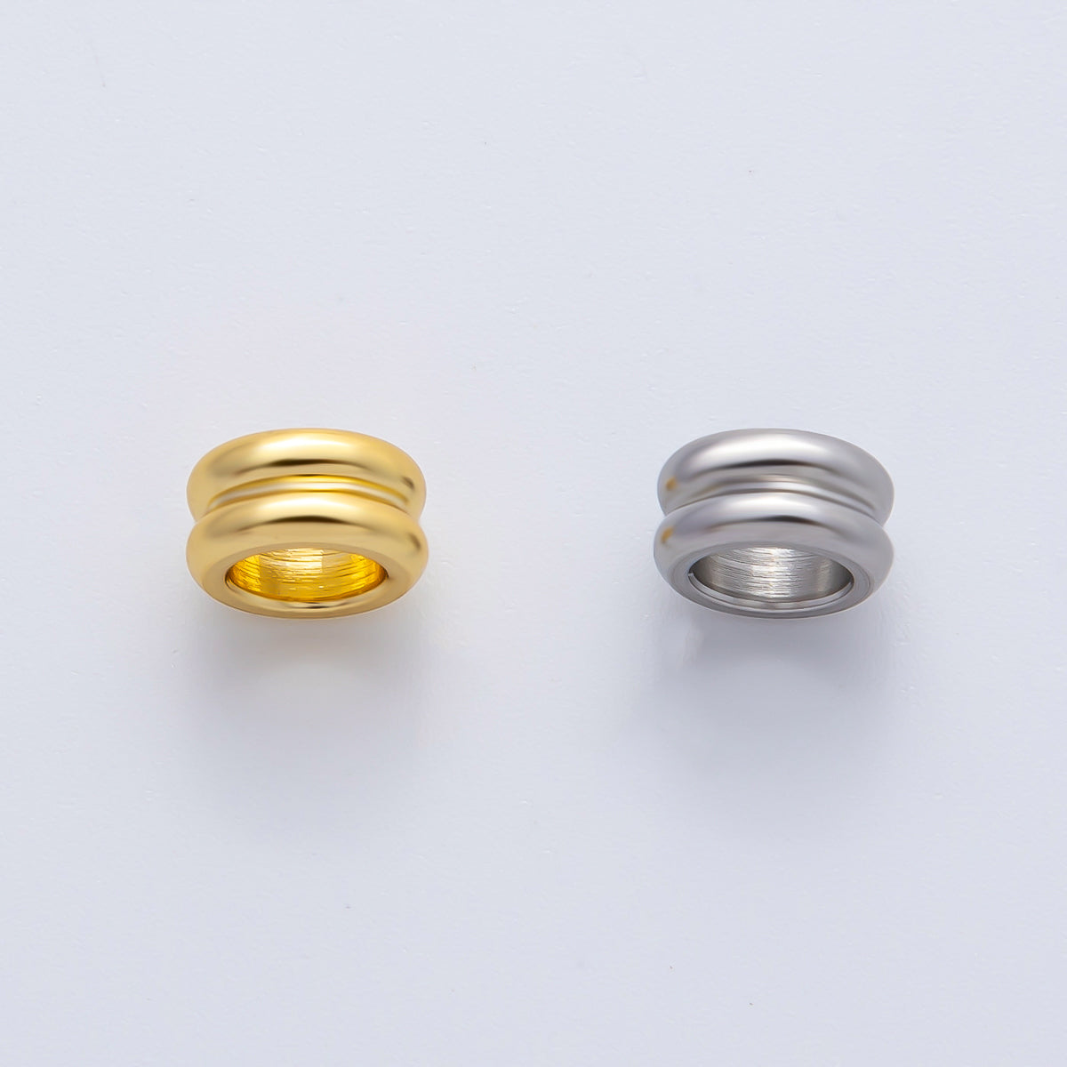 18K Gold Filled Alloy 8mm Double Band Tiny Spacer Bead in Gold & Silver | B126