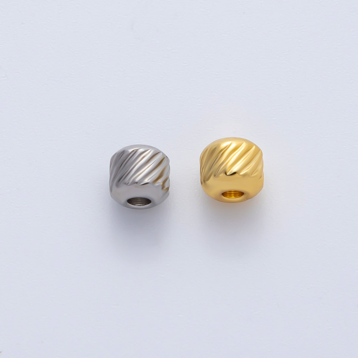 18K Gold Filled Alloy 4.5mm Revolving Pattern Tiny Rondelle Minimalist Spacer Bead in Gold & Silver | B066