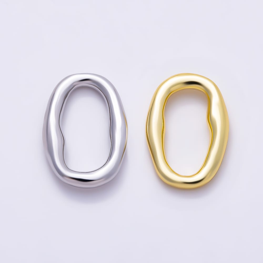 16K Gold Filled 19mm Irregular Oblong Wavy Oval Closed Ring Link Findings | Findings-00575 - Findings-00576