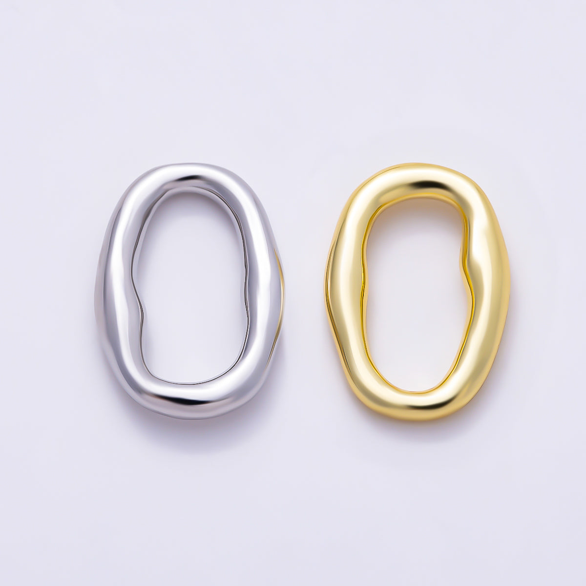16K Gold Filled 19mm Irregular Oblong Wavy Oval Closed Ring Link Findings | Findings-00575 - Findings-00576